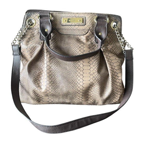 Relic Brown Tan Gold Hardware Snakeskin Shoulder Handbag - Picture 1 of 10